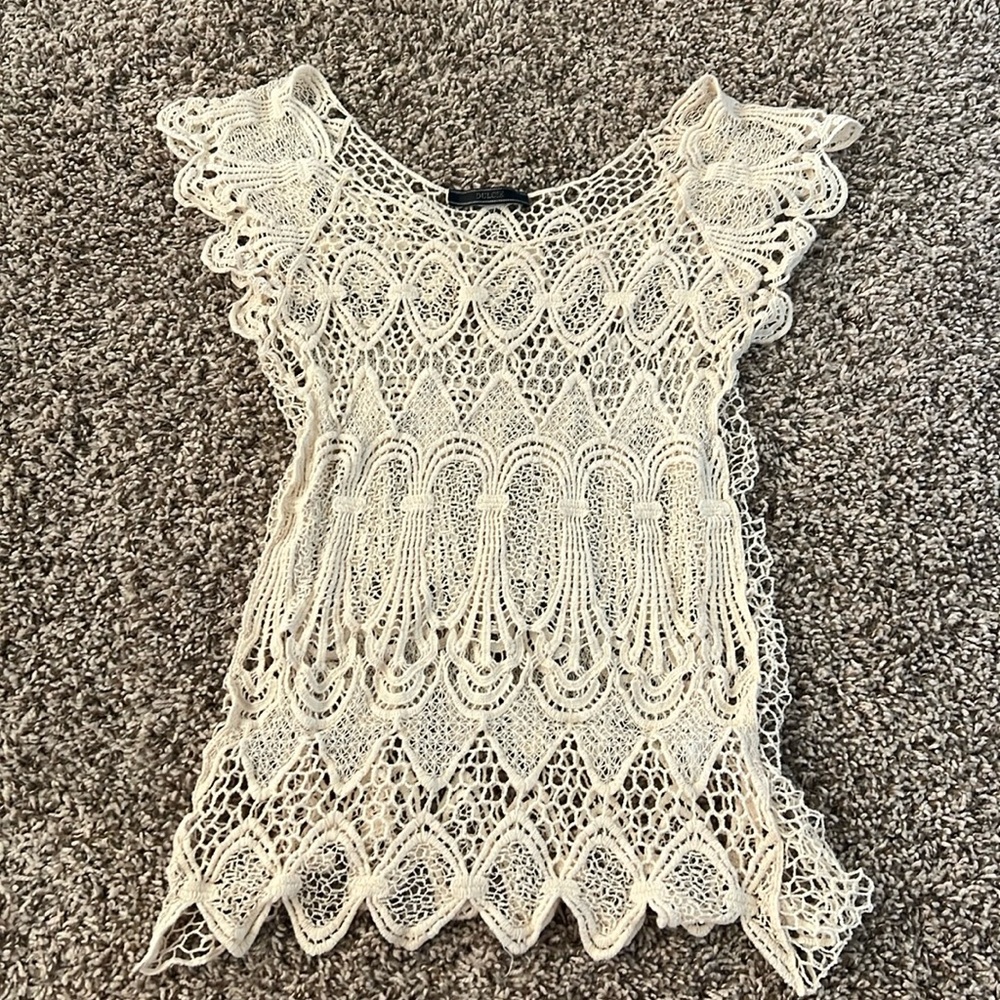 DULCIE crochet flutter sleeve top